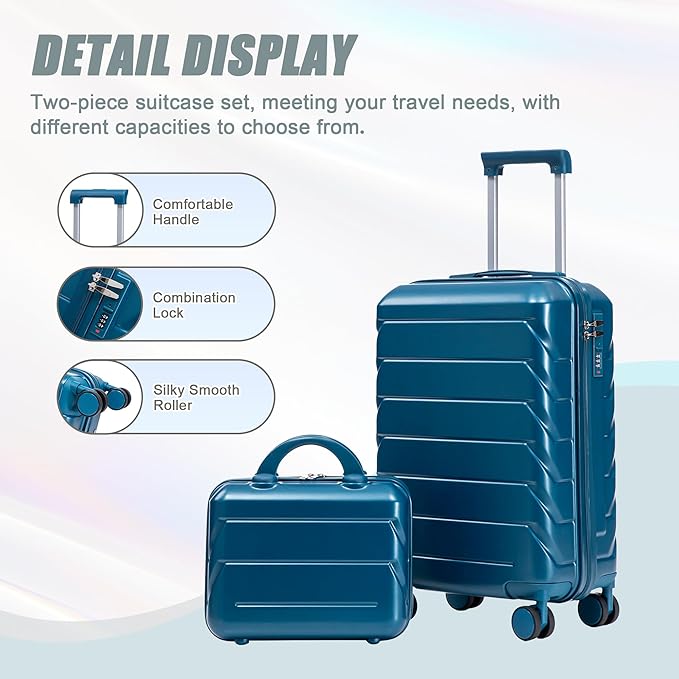 20+14 Inch Hardshell Luggages, Lightweight Durable ABS Suitcase