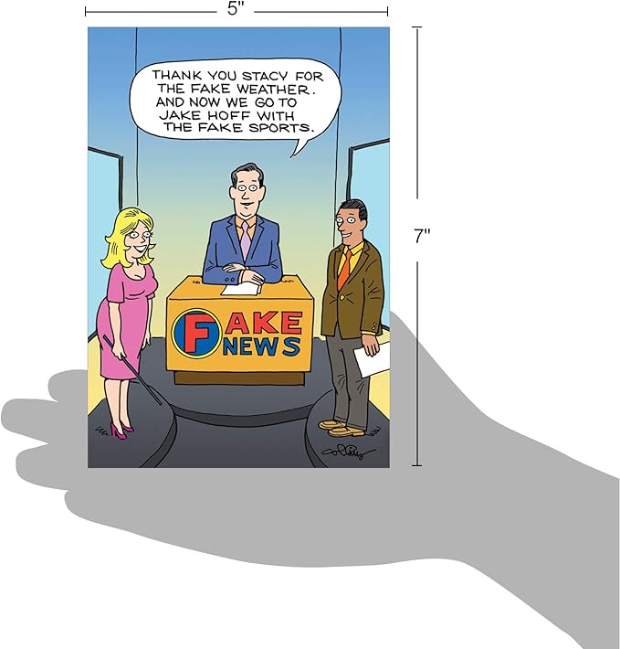 NobleWorks - 1 Funny Birthday Card Cartoons - Hilarious Comic Humor, Notecard with Envelope - Fake News Report C4653BDG