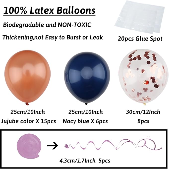 ZERODECO Navy Blue & Rose Gold Birthday Party Decorations - Happy Birthday Banner, Paper Pompoms, Balloons for Boys, Girls, Men & Women
