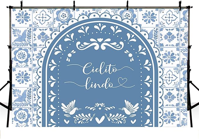 MEHOFOND 7x5ft Cielito Lindo Baby Shower Backdrop Blue Arch Cielito Lindo Baby Shower Party Decorations Banner Mexican Wedding Birthday Fiesta Party Decor Photography Background Supplies