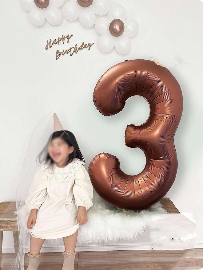 Coffee Brown 4 Balloon, 40 Inch Large 4 Balloons for Birthday Party Decoration, Number 4 Ballon for 4, 14, 24, 40 Celebration, Birthday, Christmas, Anniversary Decor