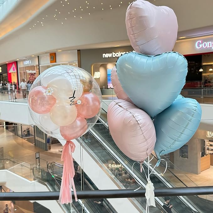 Pink Blue Heart Balloons,12Pcs Baby Pink Heart Shaped Foil Balloons,18Inch Pastel Blue Helium Balloon for Baby Shower Birthday Anniversary Wedding Party Decorations