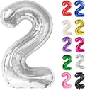 Silver Number 2 Balloon 40 Inch, 2 Balloon Number, 2nd Birthday Decorations for Baby Girls Boys Toddlers