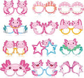 Pajean 36 Pcs Axolotl Party Decorations Eyeglasses Pink Axolotl Themed Paper Glasses Decor Salamander Photo Booth Props Frame for Birthday Pink Baby Shower Salamander Party Decoration Gift