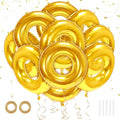 15 Pack 30" Gold Ring Balloons for Cartoon Characters Themed Party Decor, Hedgehog Theme Birthday & Anniversary Backdrop, Shiny Foil Balloons with Ribbons & Fishing Line