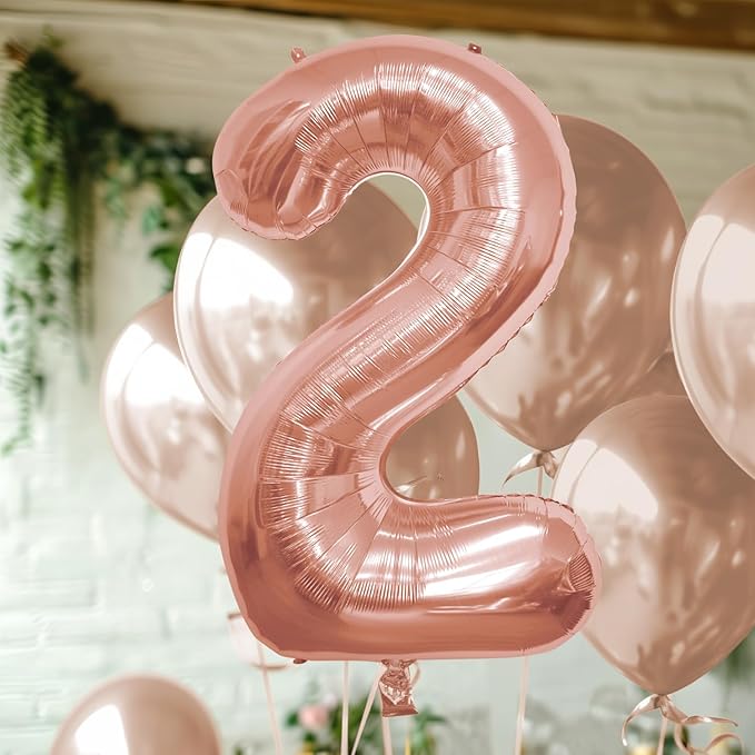 40 Inch Large Rose Gold Number Celebration and Decoration Balloon for Birthday Parties, Graduations, Anniversaries, Weddings, Photo Shoots, Special Events (Rose Gold Number 2)