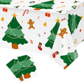 2 Pack Christmas Tree Tablecloth 54"x108" Disposable Plastic Waterproof Table Cloths Rectangular Table Cover for Merry Christmas Picnic Camping Outdoor Birthday Party Supplies