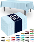 Pureegg Plastic Table Cloth Disposable 12 Pack, 54 x 108 Inch Table Cloths, Easter Party, Picnic, Wedding, Decorative Tablecloths, Rectangle, Baby Blue Plastic Cover, Leakproof & Sturdy, Light Blue