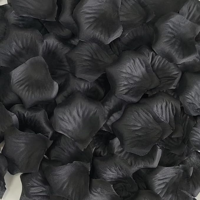 Pre-Separated Black Rose Petals,1500 Pcs Black Flower Petals,Fake Rose Petals for Weddings,Valentin Day,Party,Romantic Decorations(Ready-to-use)