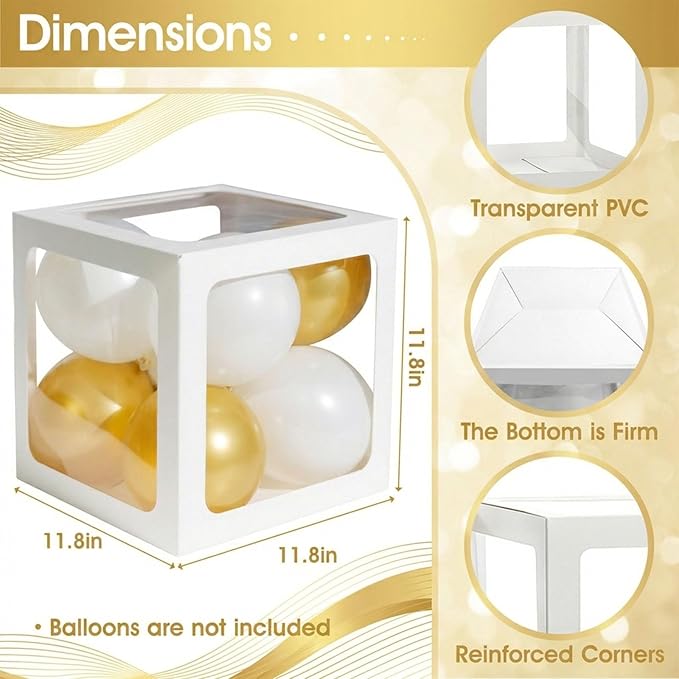 Ledido 2026 Graduation Balloon Boxes Decorations, 4 Pieces White Clear Grad Balloon boxes with Letters, Class of 2026 Graduation Party Supplies for College, High School, Prom, Birthday, Baby Shower