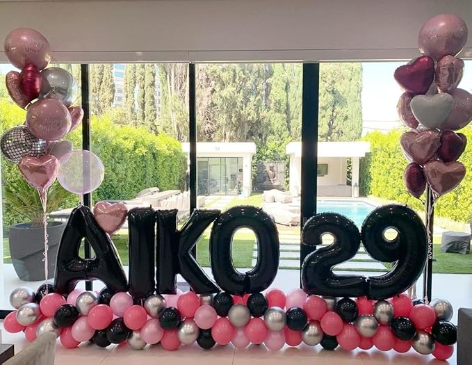 Black Letter C Balloons, 40 Inch Alphabet C Letter Balloons Foil Mylar Big Letter Balloons for Birthday Party Anniversary New Year Graduation Wedding Decorations
