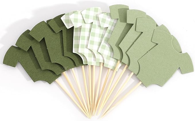 Green Bodysuit Cake Topper - Green Gingham Cake Topper,Baby Shower Decoration,Girl Boy/Gorl Baby Shower (green)