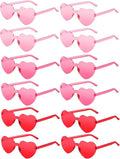 12 Pairs Heart Shaped Sunglasses for Women Colorful Glasses Fun Trendy Transparent Heart Sunglasses Party Favor (Pink Series)