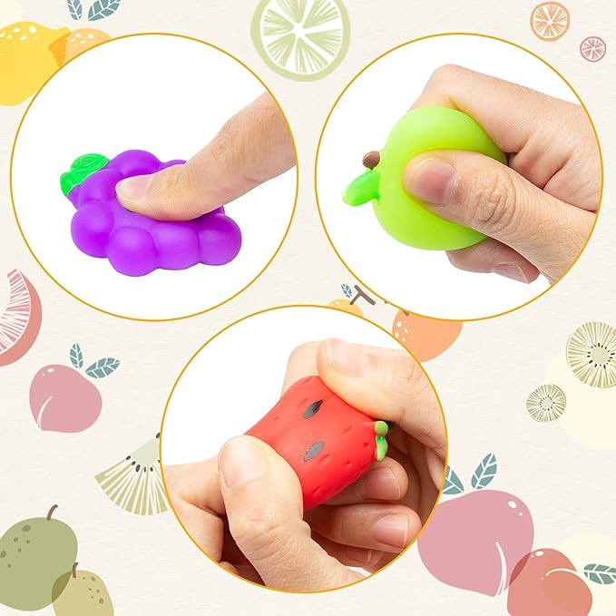 32pcs Mochi Squishy Toys Set for Kids, Mini Squishies Kawaii Fruit Squeeze Toys Pack Cute Stress Relief Anxiety Toys for Boys Girls