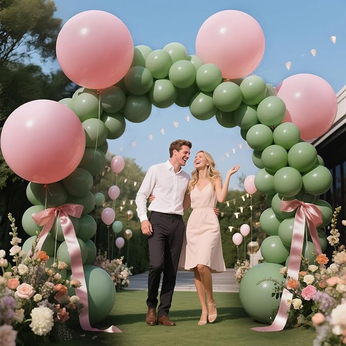 KAWKALSH Sage Green Balloon Arch Kit 111Pcs 18 12 5 Inch Latex Party Balloons Garland for Birthday Baby Shower Wedding Engagement Anniversary Christmas Party Decorations