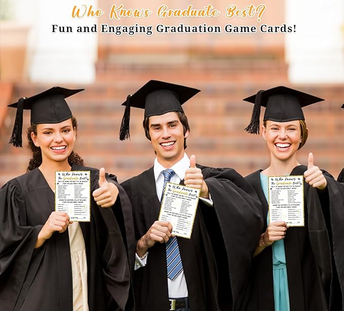 36PCS Who Knows Graduate Best Graduation Game Cards - Class of 2026 Graduation Party Games Card Graduation Games for Parties Senior High School College Graduation Party Favor Supplies