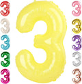 Numbers Balloon 3, 40 Inch Large Yellow Balloon for Three Year Old Birthday Decor, 3 13 30 31 Birthday Party Decorations for Wedding Supplies