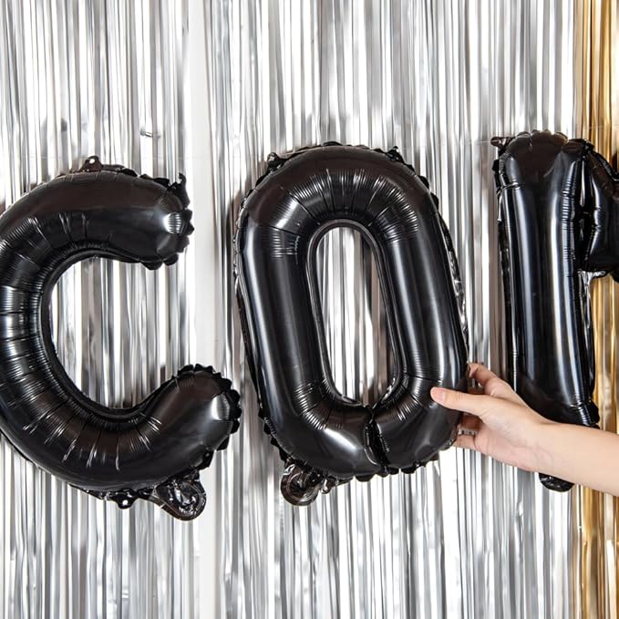 Restaurantware-Balloonify 16 Inch Letter Balloon, 1 Alphabet Party Balloon - Letter O, Self-Sealing, Black Foil Mylar Finish, Hanging Loop, Decoration For Birthday, Wedding, Or Graduation