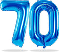Blue Number 70 Balloons, 40 Inch Large Blue Foil Number 7 & 0 Balloons for Boys, Self Inflating 70th Birthday Balloons for 70 Year Old Men Birthday Anniversary Party Decorations Supplies