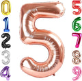 40 Inch Rose Gold Number 5 Balloon, Giant 5 Number Balloons for 5th Birthday Decorations, Party Supplies for Baby Boy Girl, Rose Gold Party Decor