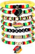 Surfer Heishi Bracelets for Women Stackable Rainbow Vinyl Disc Clay Beaded Stretch Bracelets Elastic Layering Friendship Bracelets Boho Summer Beach Jewelry