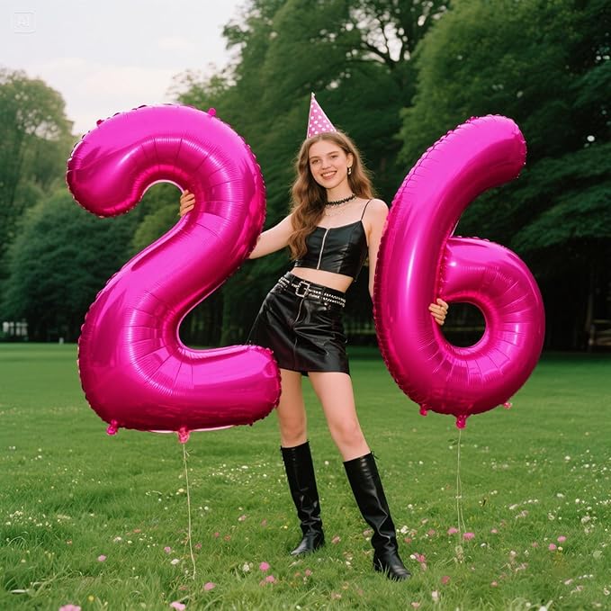 Rose Red Large 6 Number Balloons 40 Inch Big Foil Helium Hot Pink Number Balloons 6 Jumbo Happy 6 16 26 Mylar Birthday Party Decorations for Girl Anniversary Party Supplies