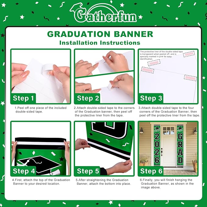 2026 Graduation Decorations,Congrats Grad Banner Backdrop for Class of 2026 Decorations- Green Graduation Party Decorations