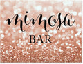 Andaz Press Wedding Party Signs, Glitzy Rose Gold Glitter, 8.5x11-inch, Mimosa Bar Sign, 1-Pack, Bokeh Colored Party Supplies