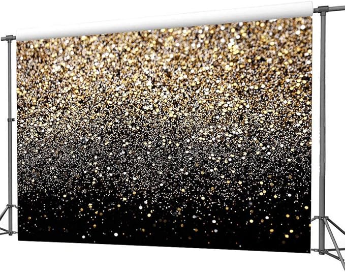 CYLYH 8X6ft Black and Gold Backdrop Golden Spots Backdrop Vintage Astract Glitter Background Wedding Adult Baby Children Holiday Party Backdrop