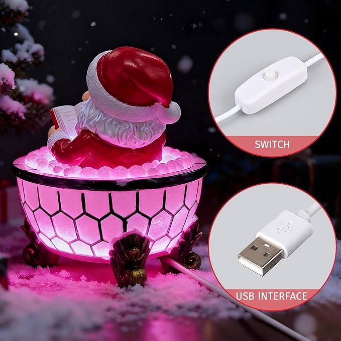 Christmas Santa Claus Bubble Bath Lamp, Creative Halloween Light, Santa Claus Bubble Bath Light, LED Night Light for Bathroom Decor, Christmas-Themed Bathtub Lamp for Halloween Party