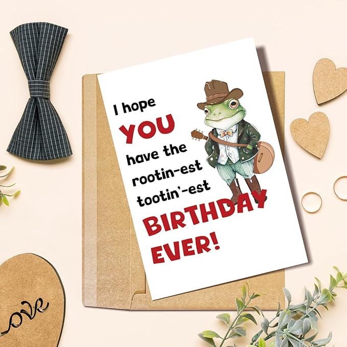 Frog Cowboy Birthday Card for Men Women, Funny Frog Birthday Card for Friend, Cute Birthday Card for Him Her, You Have The Rootinest Tootinest Birthday Ever