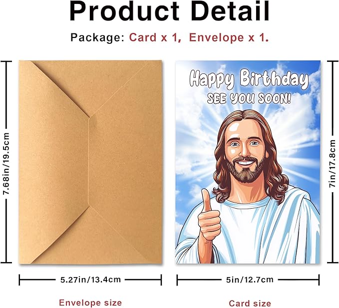 Funny Birthday Card for Men Women - Hilarious "See You Soon" Dark Humor Joke, Heavy Duty 400GSM Cardstock - Rude Gag Gift for Best Friend, Husband, Dad, Coworker - 5x7 Blank Inside Note Card with Kraft Envelope