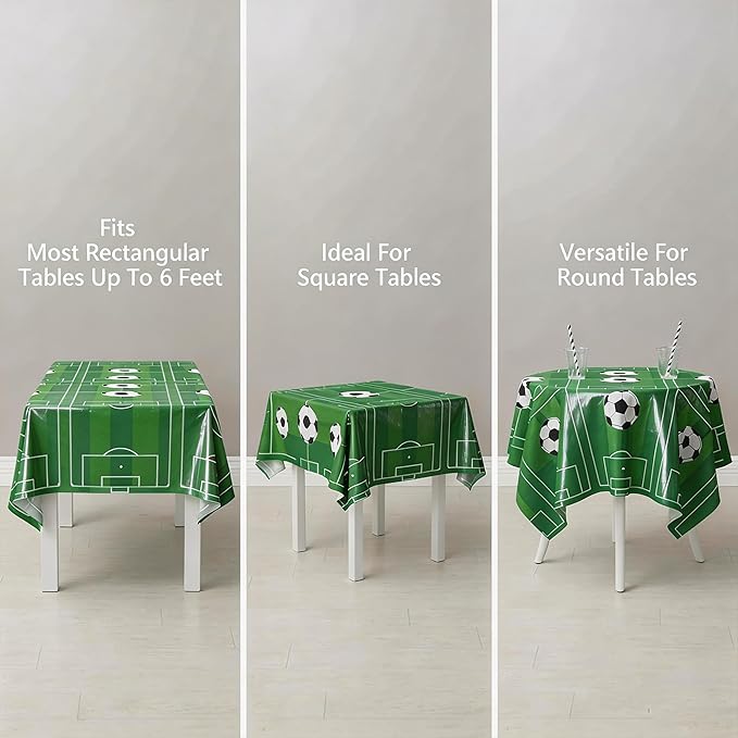 OHOME Soccer Party Decorations - 2 PCS Soccer Tablecloth | Soccer Birthday Party Decorations Table Covers - Soccer Party Favors Accessories Supplies for Indoor Outdoor Decor