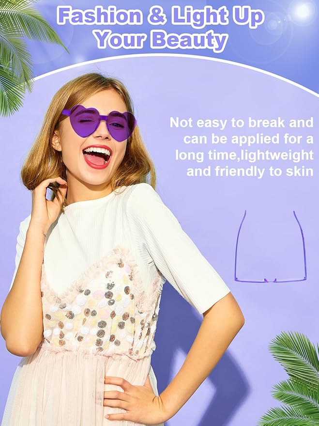 12 Pairs Heart Shaped Sunglasses for Women Colorful Glasses Fun Trendy Transparent Heart Sunglasses Party Favor