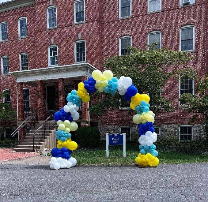 153Pcs Royal Blue and Yellow Balloon Garland Arch Kit - White Royal Blue and Yellow Balloon Arch Kit Different Size Balloons for Anniversary Graduation Baby Shower Birthday Party Decorations