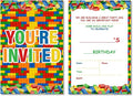 Soiceu Building Blocks Birthday Invitations, Cute Building Blocks Birthday Party Invites with Envelopes Set of 20