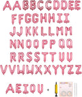 58 PCS Letter Balloons Alphabet Letters 2 Sets A- Z & 1 Sets AEIOU 16 - Inch Mylar Foil Balloons Set for Wedding/Birthdays/Annivs/Grads party Decoration Banner Custom Phrase (Pastel Pink)
