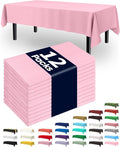 Pureegg Plastic Table Cloth Disposable 12 Pack, 54 x 108 Inch Table Cloths, Easter Party, Valentines, Mothers Day Decorations, Tablecloths, Rectangle, Pastel Plastic Cover, Leakproof & Sturdy, Pink