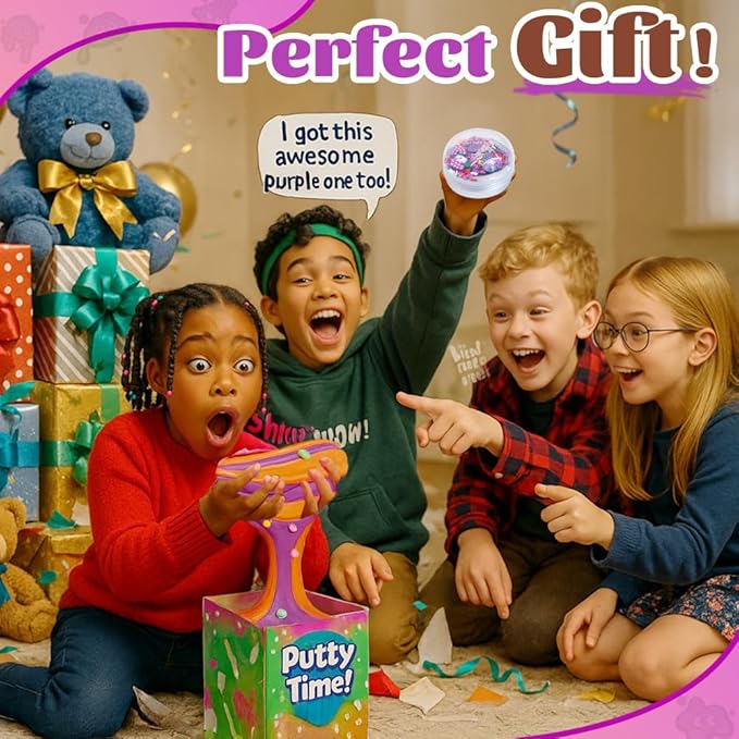 WATERELF 2PC Scented Putty Multi-Color, Stress Relief Scented Putty for Kids Boys Girls Adults, Non-Sticky Fidget Toy - 1.6 Oz*2 - SP003#-Grape/Doughnut