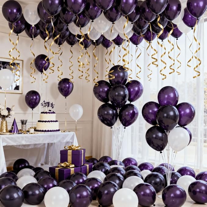 400 Pcs Dark Purple Balloons 12 Inch Round Helium Purple Bulk Latex Balloon for Wedding Graduation Birthdays Christmas Party Decorations