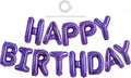 TONIFUL Purple Happy Birthday Balloons Banner 16 Inch Mylar Foil Letters Birthday Sign Banner Bunting Reusable for Girls Boys Kids & Adults Birthday Decorations and Halloween Party Supplies