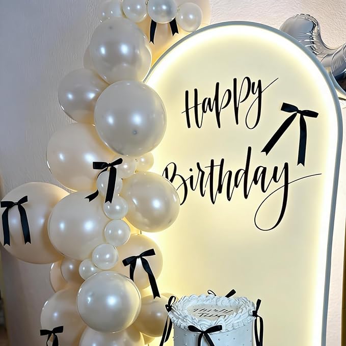 Pearl White Sand Balloons Arch Kit - Double Stuffed Pearl Beige Cream Balloons Different Size 18/12/10/5 inch Pearl Sand White Ivory Balloon for Wedding Birthday Anniversary Party Decorations