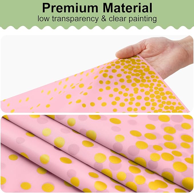 misaya 4 Packs Dot Disposable Table Cloth, 54 x 108 Inch Waterproof Plastic Tablecloth, Rectangle Gold Dots in Pink Table Covers for Easter, Picnic, Birthday, Party