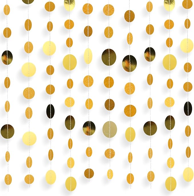 Syhood Party Decorations Paper Dot Circle Garlands Glitter Streamers Hanging Banner Decor for New Year Baby Shower Wedding Birthday Backdrop Supplies
