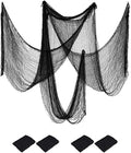 4 Pack Halloween Creepy Cloths, Scary Spooky Cloth Creepy Gauze, 30 x 120inch Freaky Loose Weave Creepy Cloth, Decoration for Haunted Houses Props Halloween Wall Outdoor Indoor Decor (Black)