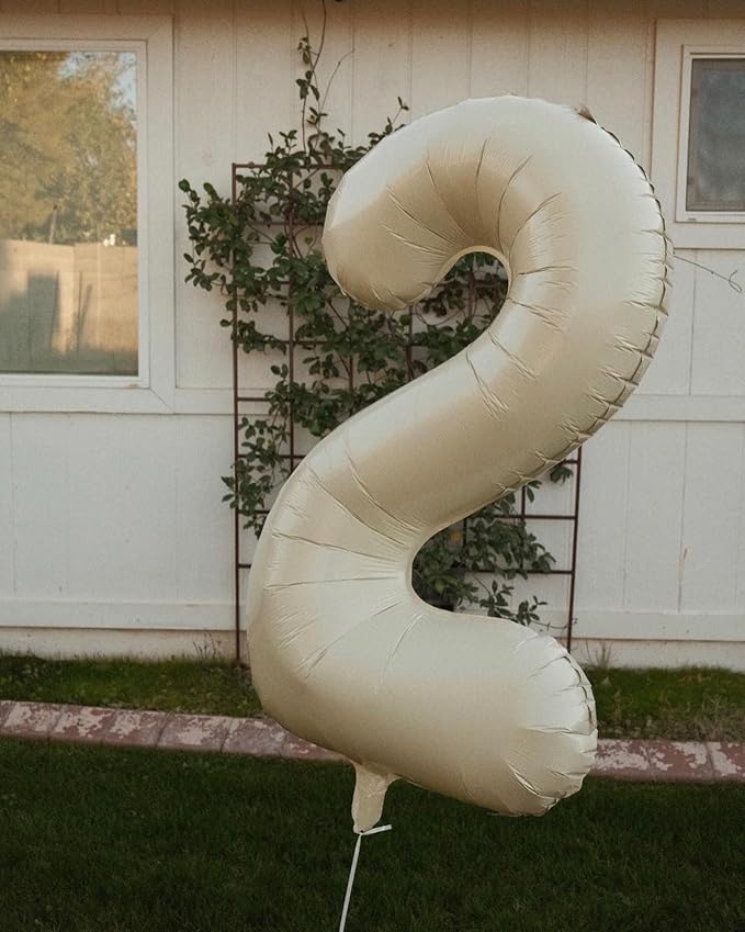 40 Inch Cream Number 9 Balloon, Giant 9 Number Balloons for 9th Birthday Decorations, Party Supplies for Baby Boy Girl, Cream Party Decor