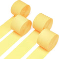 PartyWoo Light Yellow Crepe Paper Streamers 4pcs 328ft Pack of Pastel Pale Yellow Crepe Paper Streamers for Birthday Graduation Engagement Baby Shower Summer Sunflower Little Cutie Party Decorations