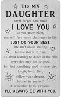 TANWIH Gifts for Daughter - Engraved Metal Daughter Wallet Card with Inspirational Quote Message - Daughters Birthday Graduation Card from Mom Dad
