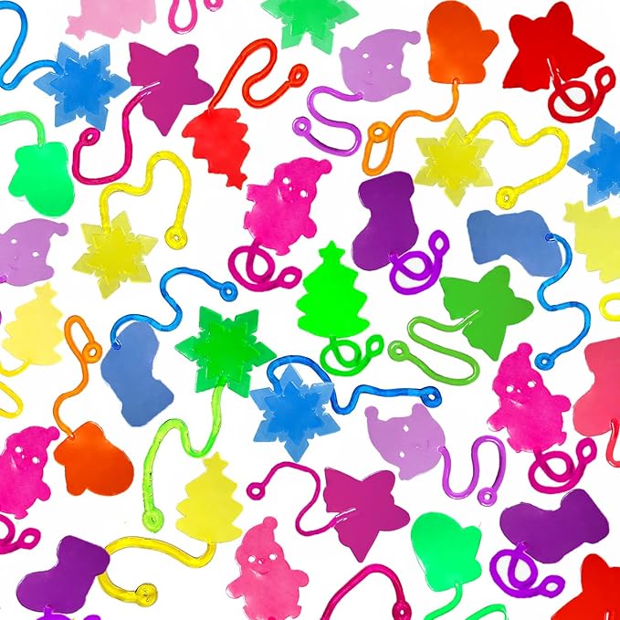 Christmas Sticky Hands Bulk 36 Pcs Xmas Styles Stretchy Toys for Kids Boys Girls, Pinata Fillers, Christmas Stocking Stuffers, Party Favors Gifts
