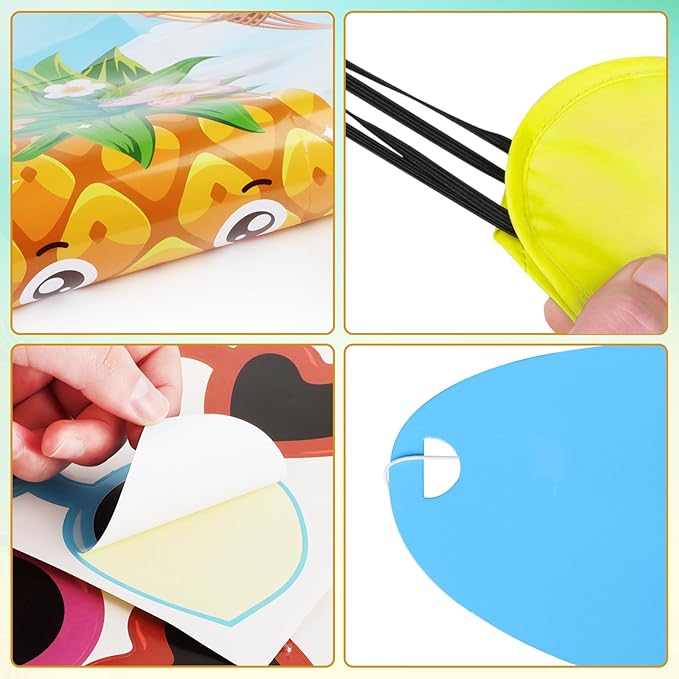 Hooqict Luau Party Game for Kids Pin the Sunglasses on the Pineapple for Summer Tropical Tiki Luau Party Supplies Decorations, Large Hawaiian Pin The Tail Game Poster with 27 Pineapple Stickers